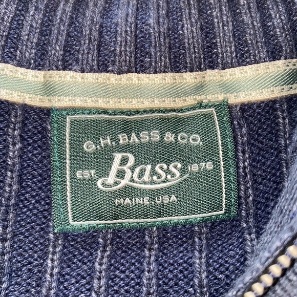 Men’s GH Bass Navy Blazer 1/4 Zip Long Sleeve Sweater XL  NWT - Picture 8 of 11